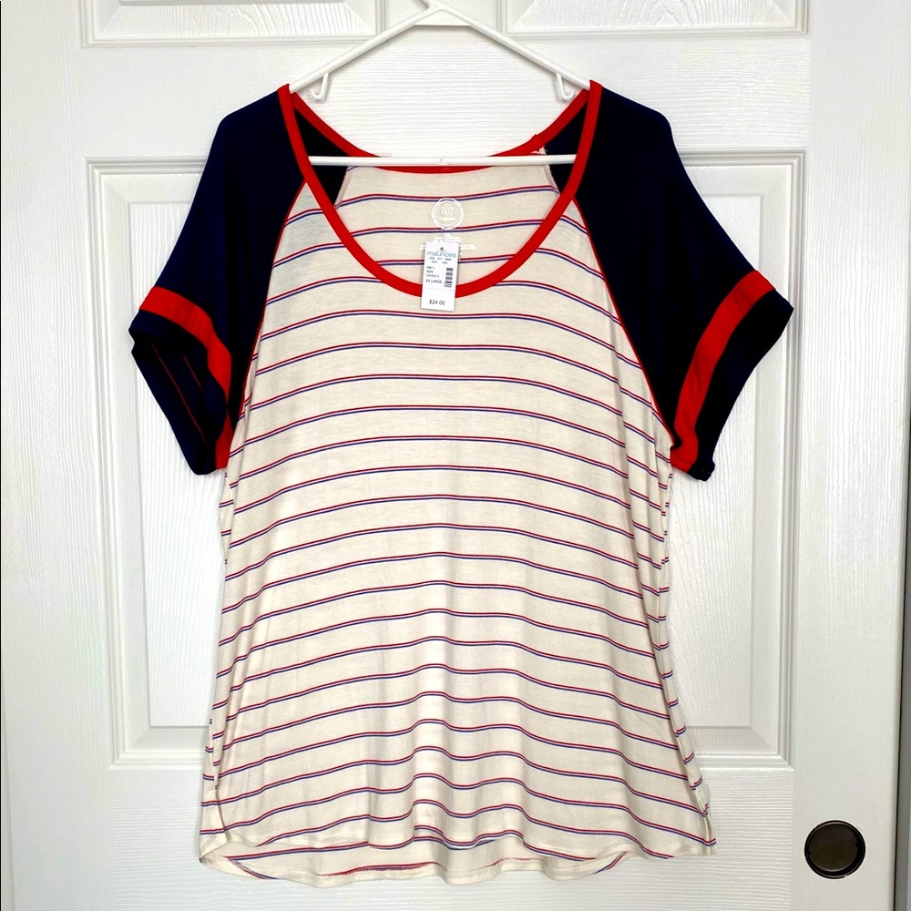 NWT Red, White and Blue Striped T-Shirt from Maurice’s, Sz XXL